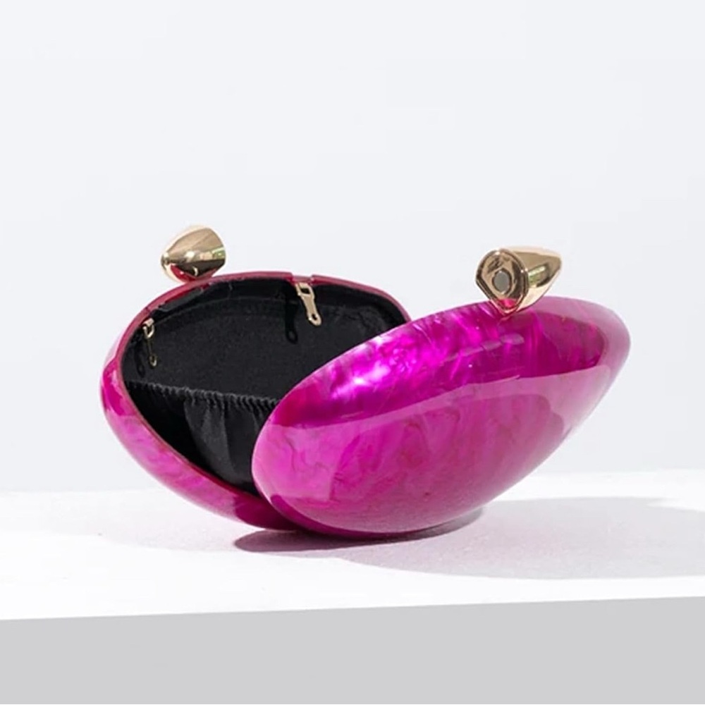 Elegant Pink Clutch with Gold Details